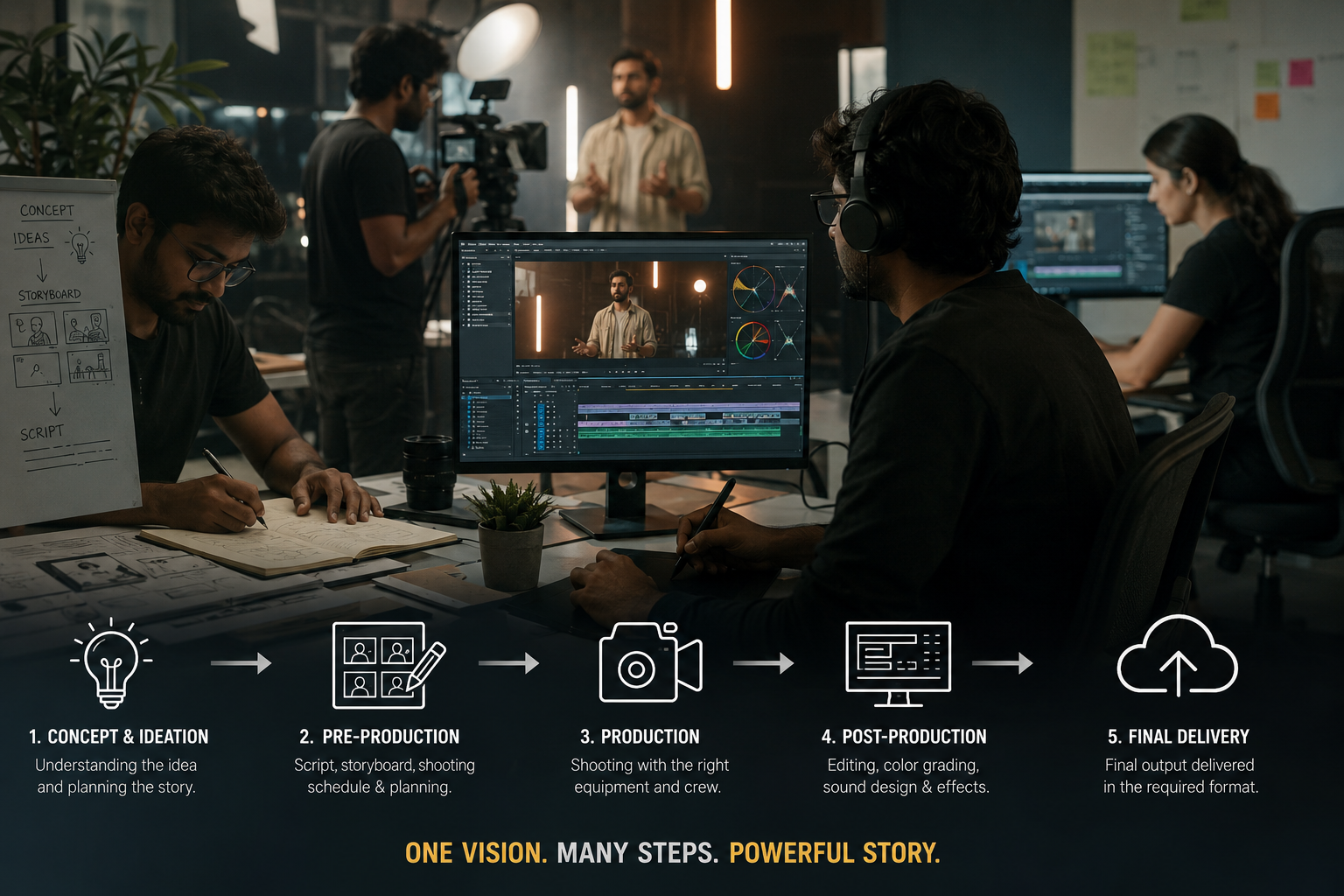 Behind the Scenes of a Professional Video Production Process (From Concept Creation to Final Delivery)